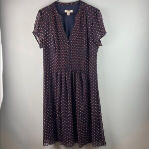 Prelude Navy Dress with Orange Dots Size 12